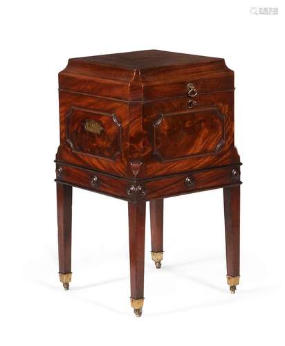 A GEORGE III MAHOGANY CELLARET, IN THE MANNER OF THOMAS CHIP...