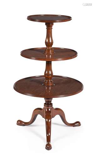 A GEORGE III MAHOGANY THREE-TIER DUMB WAITER, CIRCA 1780