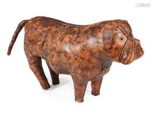 A STUFFED LEATHER MODEL OF A BULLDOG, 20TH CENTURY