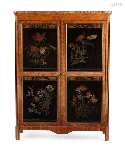 Y A FRENCH TULIPWOOD AND 'COROMANDEL' LACQUER INSET CABINET,...