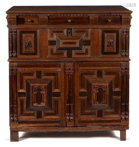 Y A CHARLES II OAK, ROSEWOOD AND SNAKEWOOD CHEST, CIRCA 1670