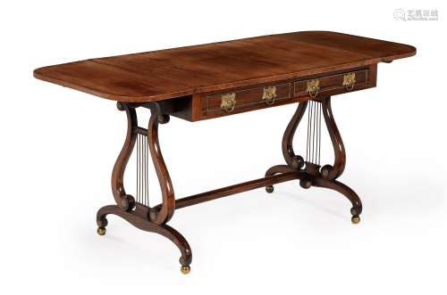 Y A REGENCY ROSEWOOD AND BRASS INLAID SOFA TABLE, CIRCA 1815