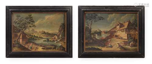 NORTH EUROPEAN SCHOOL, A PAIR OF CAPRICCIO LANDSCAPES, FIGUR...