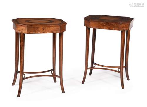 Y A HARLEQUIN PAIR OF GEORGE III ROSEWOOD AND SPECIMEN WORK ...