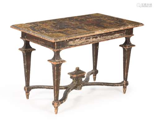 AN ITALIAN PARCEL GILT AND POLYCHROME PAINTED SIDE TABLE, 18...