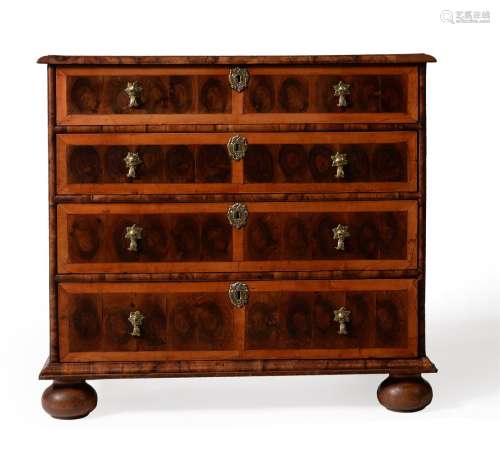 A WILLIAM & MARY OLIVEWOOD OYSTER VENEERED AND FRUITWOOD CRO...