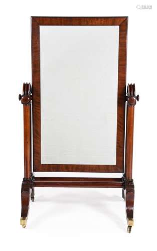 A WILLIAM IV MAHOGANY CHEVAL MIRROR, CIRCA 1835