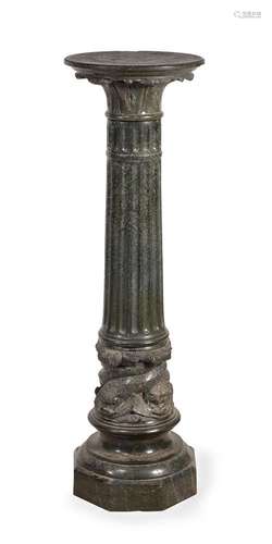 AN ITALIAN SERPENTINE MARBLE COLUMN, 19TH CENTURY