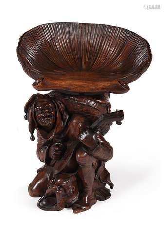 AN ITALIAN CARVED MAHOGANY FIGURAL 'GROTTO' CHAIR, 19TH CENT...