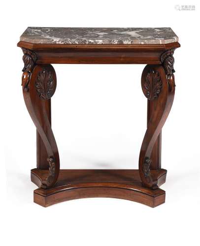 Y A GEORGE IV ROSEWOOD CONSOLE TABLE, TOGETHER WITH A GEORGE...