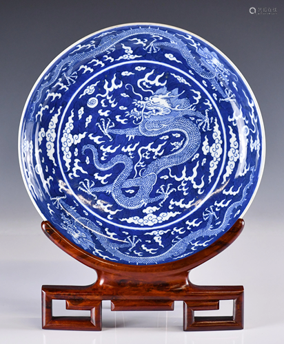 A Blue Ground Plate Qianlong Mark and Period