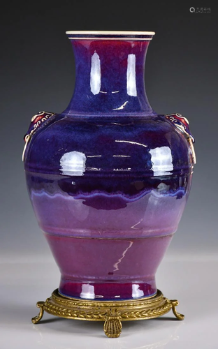 A Purple Glazed Vase, Qing