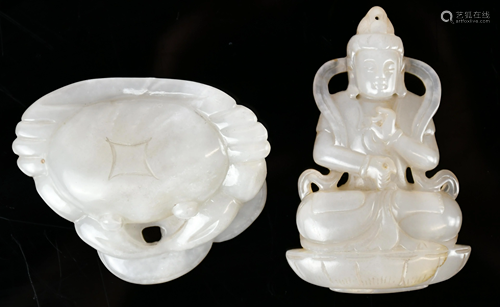 A Celadon Jade Buddha & a Crab