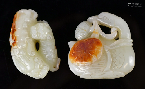 Two Celadon Jade Animal Carvings