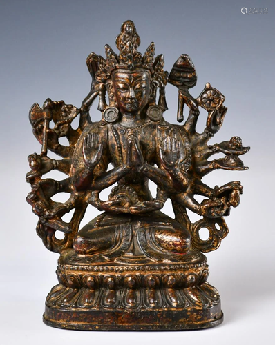 A Bronze Avalokiteshvara in Multi Hands, 19th C