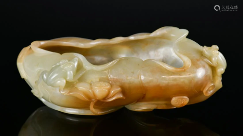 A White Jade Lotus Leaf Wash, Qing