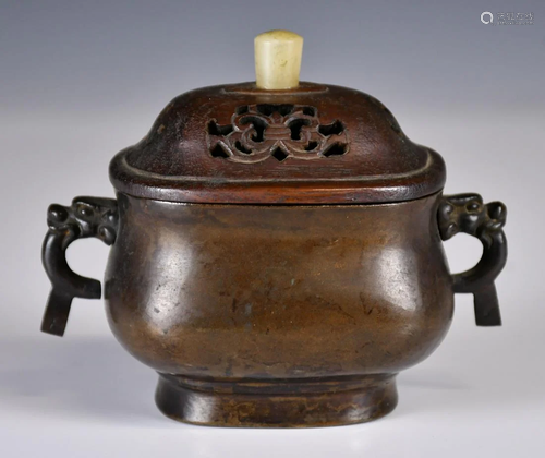 A Small Bronze Censer with Cover 18thC