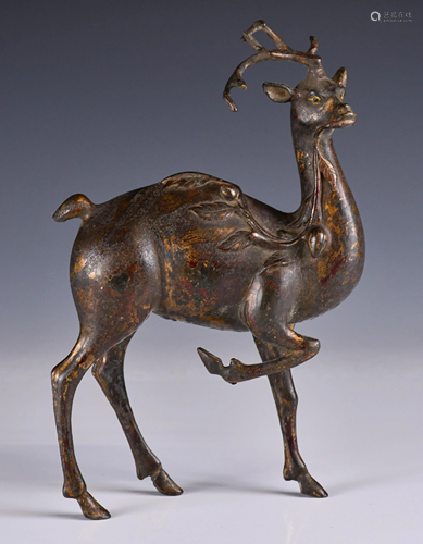 A Gilt Bronze Deer, 18th C