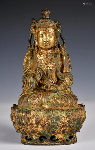 A Gilt Bronze Buddha Figure, Qing