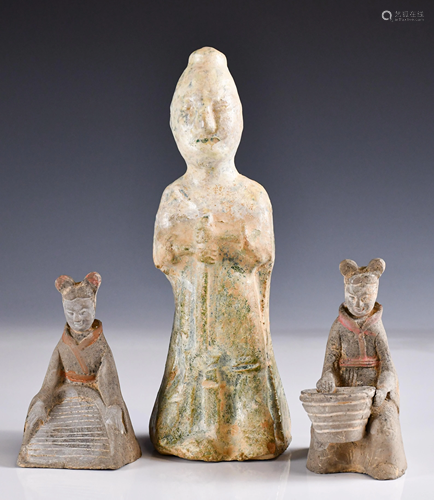 Three Archaistic Pottery Figures