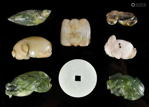 A Group Of Jade Carvings, 19th C.