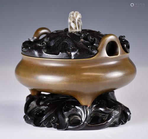 A Bronze Censer, With Stand