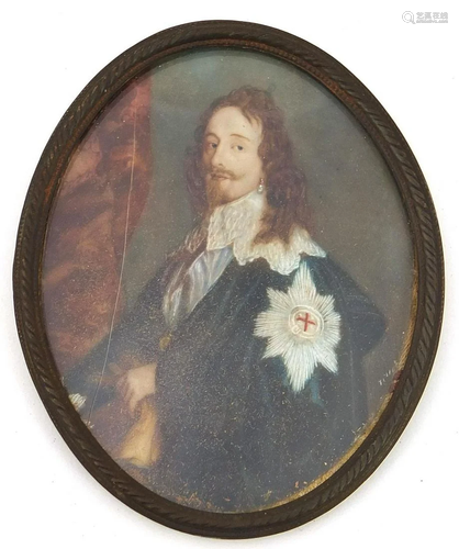 19th century oval hand painted portrait miniature of