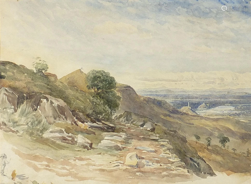 Manner of Cornelius Varley - Mountainous landscape,