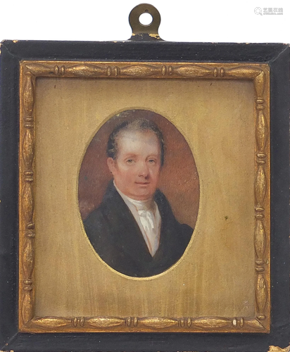 19th century oval hand painted portrait miniature of a