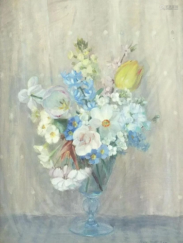 Nora H Cullen - Spring Bouquet, oil on canvas, label