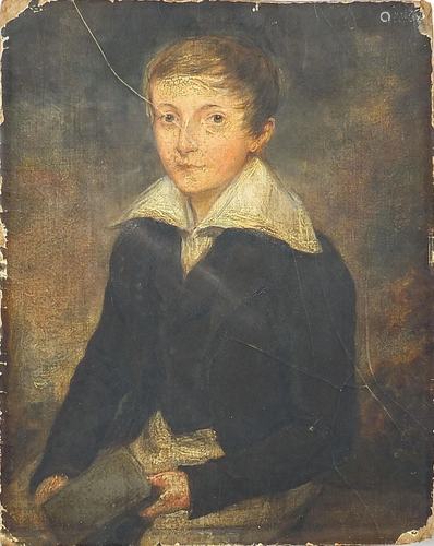 Portrait of a young sailor, 19th century oil on board,