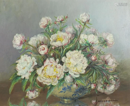 Marion L Broom - Still life flowers in a bowl, oil on