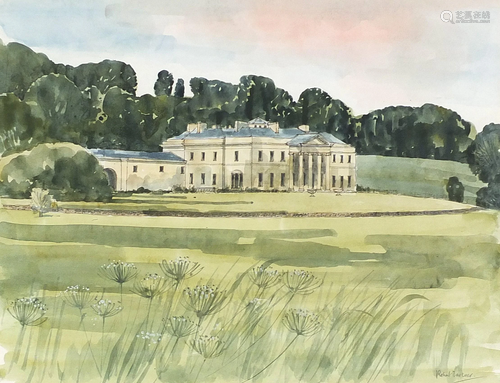 Robert Tavener - Stately house, watercolour, mounted,