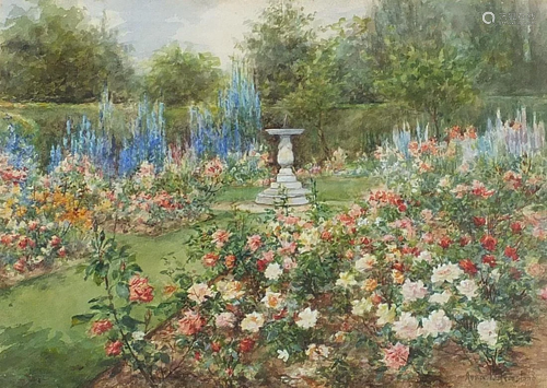 Annie L Pressland - Country garden with roses,