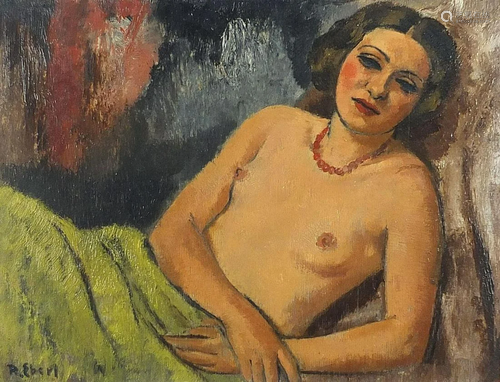 Frantisek Zdenek Eberl - Semi nude reclining female,