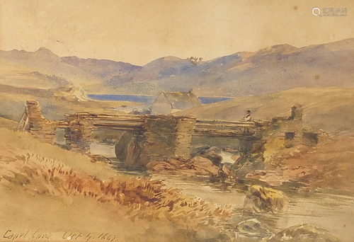 Capel Curig, 19th century Welsh watercolour, mounted,