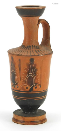 Attic pottery lekythos hand painted with palmettes,