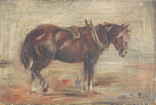 Resting workhorse, oil on canvas, monogrammed MGS,