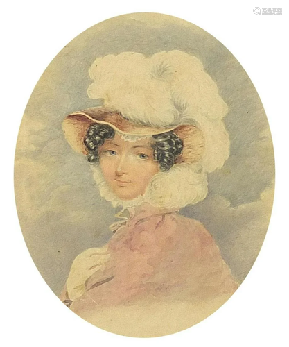 Portrait of a lady wearing a hat and cape, 19th century