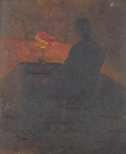 Seated gentleman in an interior, oil on canvas, mounted