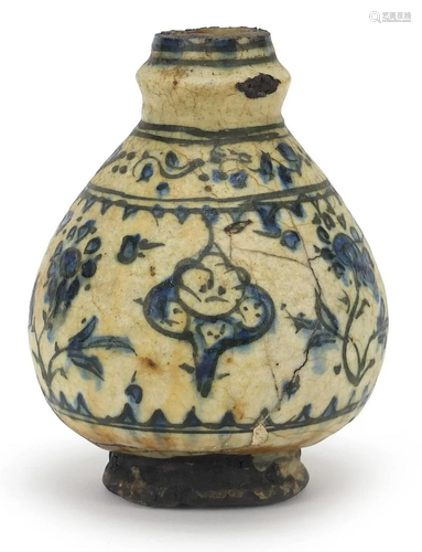 Asian pottery baluster vase decorated in blue and white