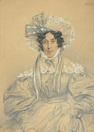 Portrait of a seated lady, 19th century watercolour and