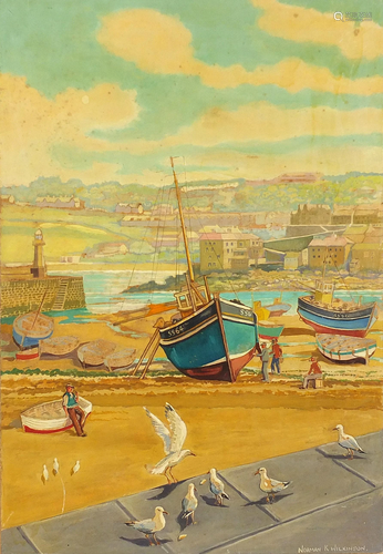 Norman K Wilkinson - St Ives Harbour, Cornwall, mixed