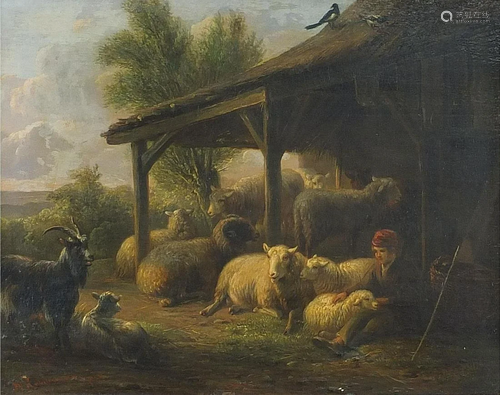 Jan Van Ravenswaay - Farm scene with young boy and