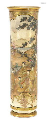 Japanese Satsuma pottery vase finely hand painted with