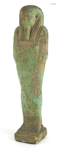 Egyptian faience glazed stone ushabti with