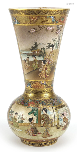 Japanese Satsuma pottery vase finely hand painted with