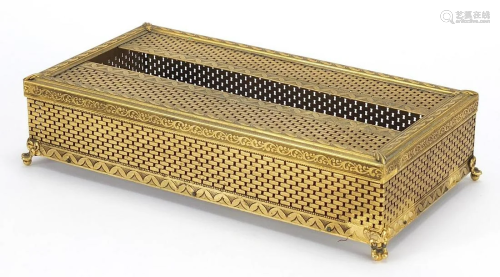 Good quality brass gilt tissue box supported on ball