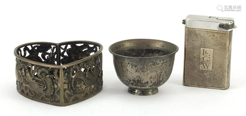 Chinese silver objects comprising pierced love heart