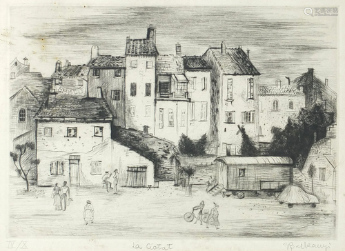 G Balkanyi - La Ciotat, pencil signed etching, details